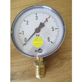 Tecsic  Manometer  0-6 bar für Wasser und Luft Druckmesser 100 mm S14/53