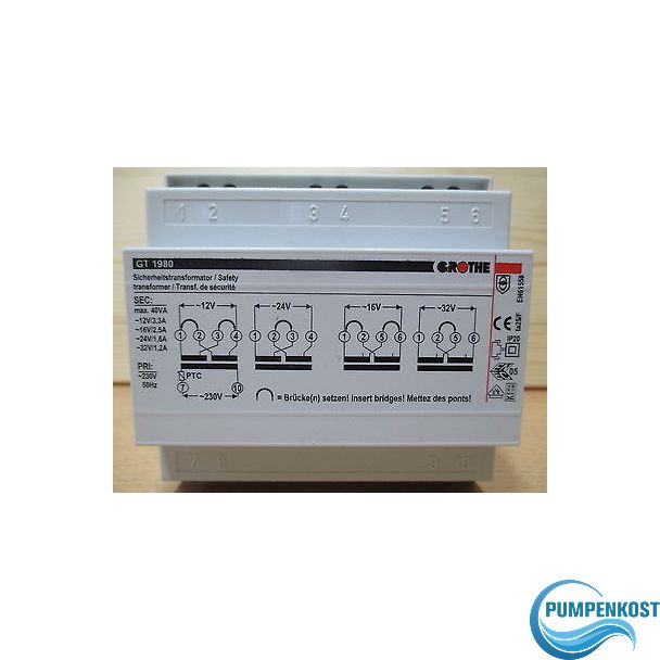 Trafo Grothe GT 1980 14140  pri. 230V sec. 32 24 16 12 V  40VA  Klingeltrafo  T13/5