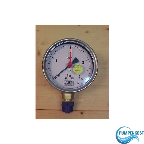 Manometer 0-4 bar Edelstahl SUKU Druck & Temperatur 1/2 Zoll S13/64