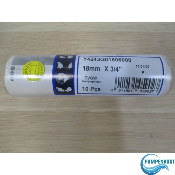 Oyster Übergangs Kupplung 18 mm Gewinde AG 3 / 4 Zoll Y4243G01806000 K17/272