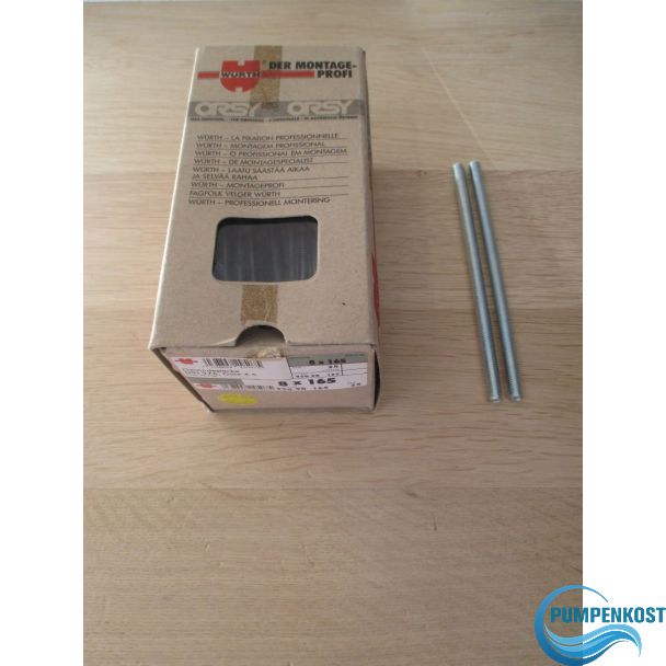 Würth Gewindestück M 8 x 165 mm Bolzen DIN 976 Güte 4.6 Stahl verzinkt K17/298