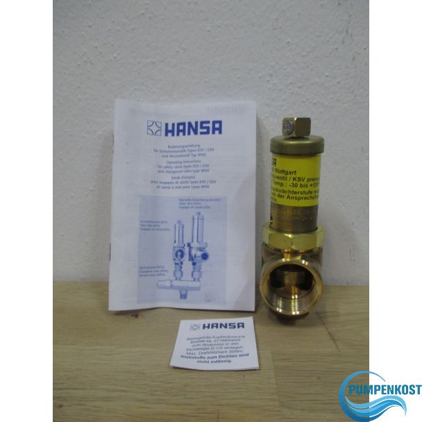 Hansa KSV Sicherheitsventil Halbzoll 2442180050 Rotguss Ventil K17/335