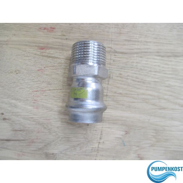 Edelstahl Gas Übergangsstück 22mm / 3/4" Gas Pressfitting Gelb K18/238